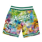Custom Scratch Graffiti Pattern White-Kelly Green 3D Authentic Basketball Shorts photo 1
