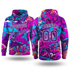 Custom Stitched Graffiti Pattern Purple-White 3D Sports Pullover Sweatshirt Hoodie