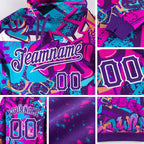 Custom Stitched Graffiti Pattern Purple-White 3D Sports Pullover Sweatshirt Hoodie detail