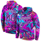 Custom Stitched Graffiti Pattern Purple-White 3D Sports Pullover Sweatshirt Hoodie photo 1