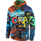 Custom Stitched Graffiti Pattern White-Aqua 3D Sports Pullover Sweatshirt Hoodie photo 2