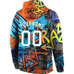 Custom Stitched Graffiti Pattern White-Aqua 3D Sports Pullover Sweatshirt Hoodie photo 3