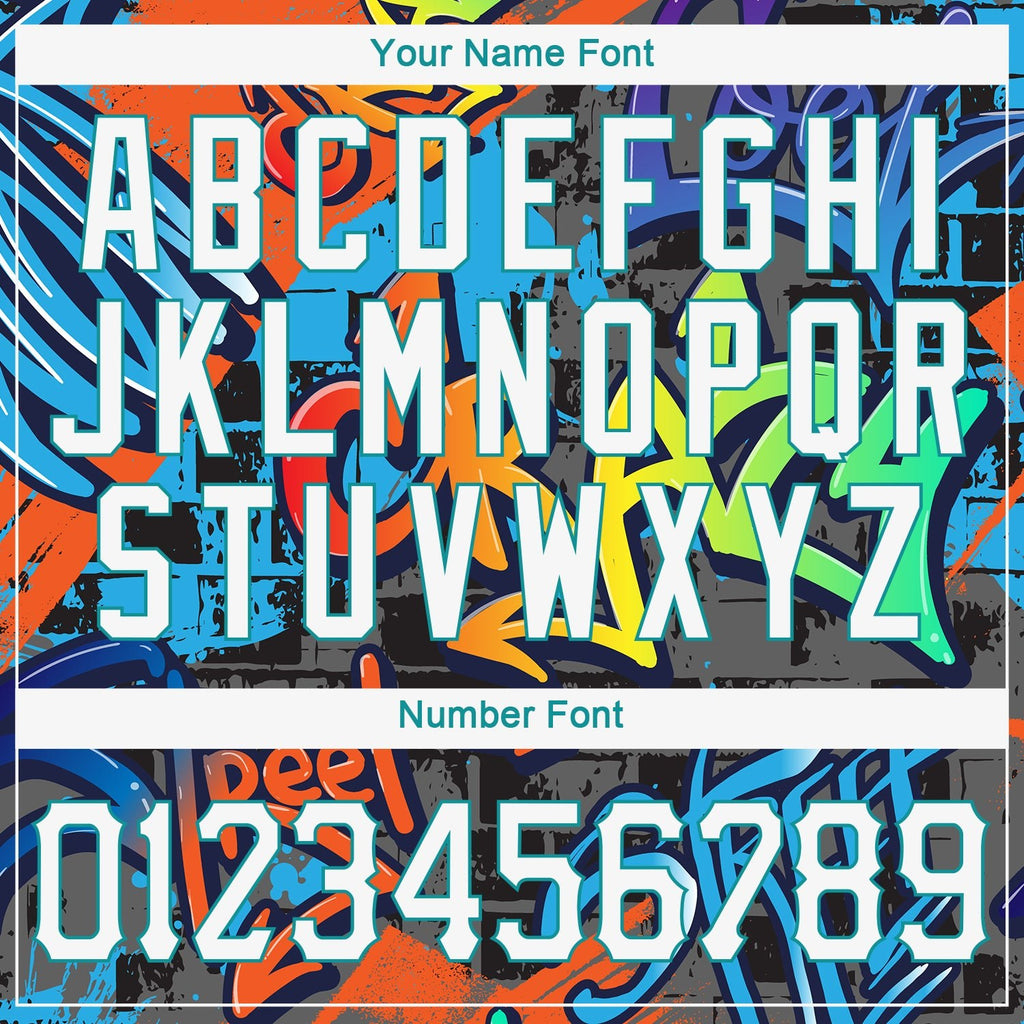 Custom Stitched Graffiti Pattern White-Aqua 3D Sports Pullover Sweatshirt Hoodie photo 5