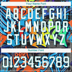 Custom Stitched Graffiti Pattern White-Aqua 3D Sports Pullover Sweatshirt Hoodie photo 5