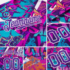 Custom Graffiti Pattern Purple-White 3D Performance T-Shirt detail