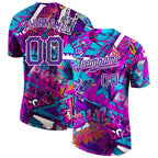 Custom Graffiti Pattern Purple-White 3D Performance T-Shirt photo 1