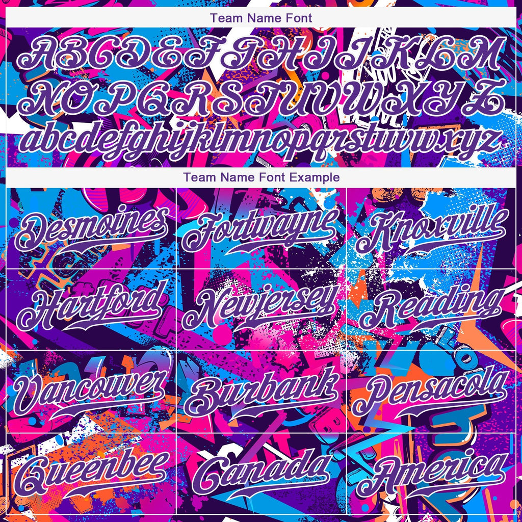 Custom Graffiti Pattern Purple-White 3D Performance T-Shirt photo 2