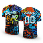 Custom Graffiti Pattern White-Aqua 3D Performance T-Shirt