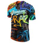 Custom Graffiti Pattern White-Aqua 3D Performance T-Shirt photo 4