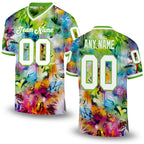 Custom Graffiti Pattern White-Neon Green 3D Authentic Throwback Football Jersey