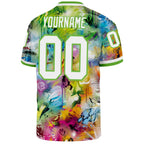 Custom Graffiti Pattern White-Neon Green 3D Authentic Throwback Football Jersey photo 2