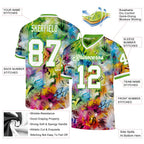 Custom Graffiti Pattern White-Neon Green 3D Authentic Throwback Football Jersey photo 3