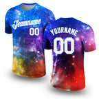 Custom Galactic White-Light Blue 3D Performance T-Shirt