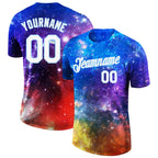 Custom Galactic White-Light Blue 3D Performance T-Shirt photo 1