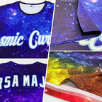 Custom Galactic White-Light Blue 3D Performance T-Shirt photo 2