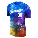 Custom Galactic White-Light Blue 3D Performance T-Shirt photo 5