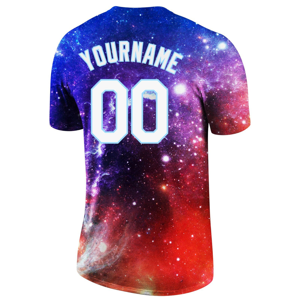 Custom Galactic White-Light Blue 3D Performance T-Shirt photo 6