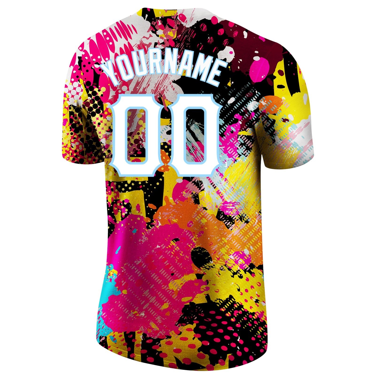 Custom Graffiti Bright Psychedelic Pattern White-Light Blue 3D Performance T-Shirt photo 6