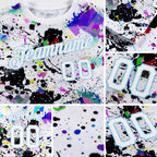 Custom Splashes Graffiti Pattern White-Light Blue 3D Performance T-Shirt detail