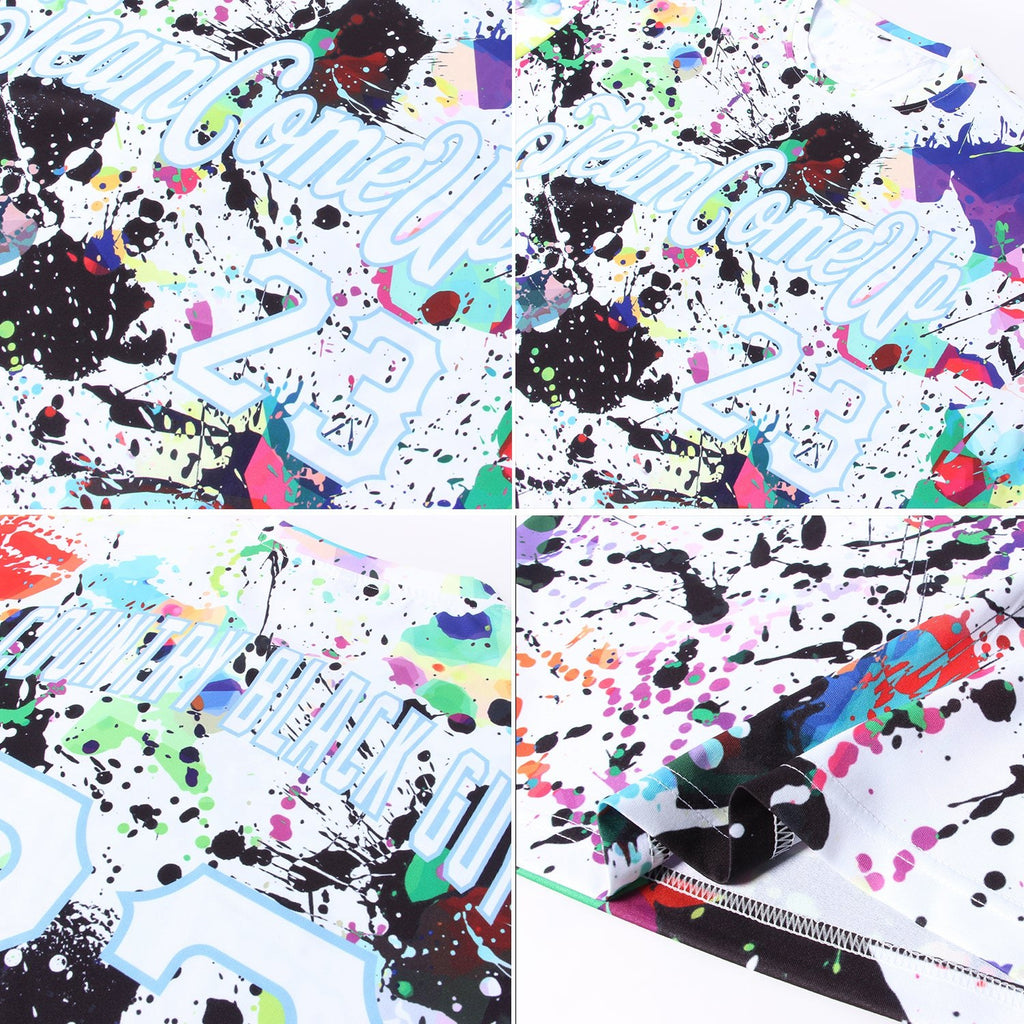 Custom Splashes Graffiti Pattern White-Light Blue 3D Performance T-Shirt photo 5