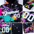 Custom Stitched Splashes Graffiti Pattern White-Light Blue 3D Sports Pullover Sweatshirt Hoodie detail