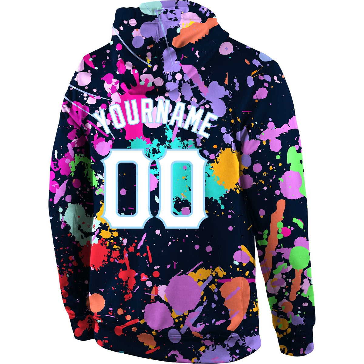 Custom Stitched Splashes Graffiti Pattern White-Light Blue 3D Sports Pullover Sweatshirt Hoodie photo 3