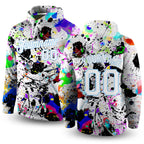 Custom Stitched Splashes Graffiti Pattern White-Light Blue 3D Sports Pullover Sweatshirt Hoodie