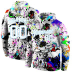 Custom Stitched Splashes Graffiti Pattern White-Light Blue 3D Sports Pullover Sweatshirt Hoodie photo 1