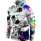 Custom Stitched Splashes Graffiti Pattern White-Light Blue 3D Sports Pullover Sweatshirt Hoodie photo 2