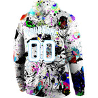 Custom Stitched Splashes Graffiti Pattern White-Light Blue 3D Sports Pullover Sweatshirt Hoodie photo 3