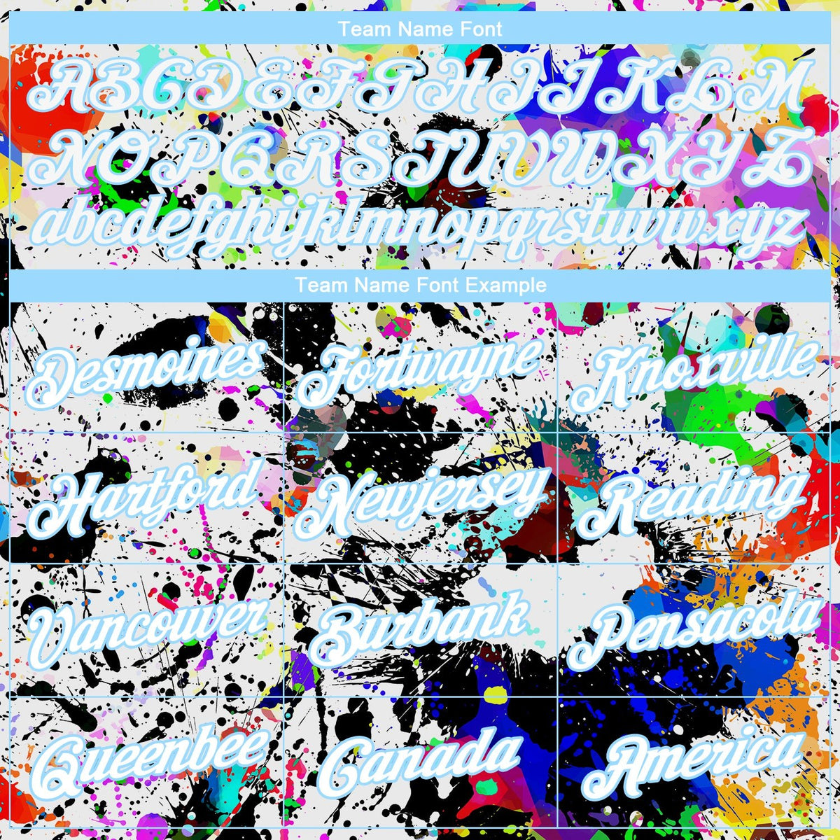 Custom Stitched Splashes Graffiti Pattern White-Light Blue 3D Sports Pullover Sweatshirt Hoodie photo 4