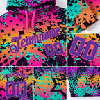 Custom Stitched Graffiti Pattern Purple-Pink 3D Sports Pullover Sweatshirt Hoodie detail