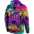Custom Stitched Graffiti Pattern Purple-Pink 3D Sports Pullover Sweatshirt Hoodie photo 3