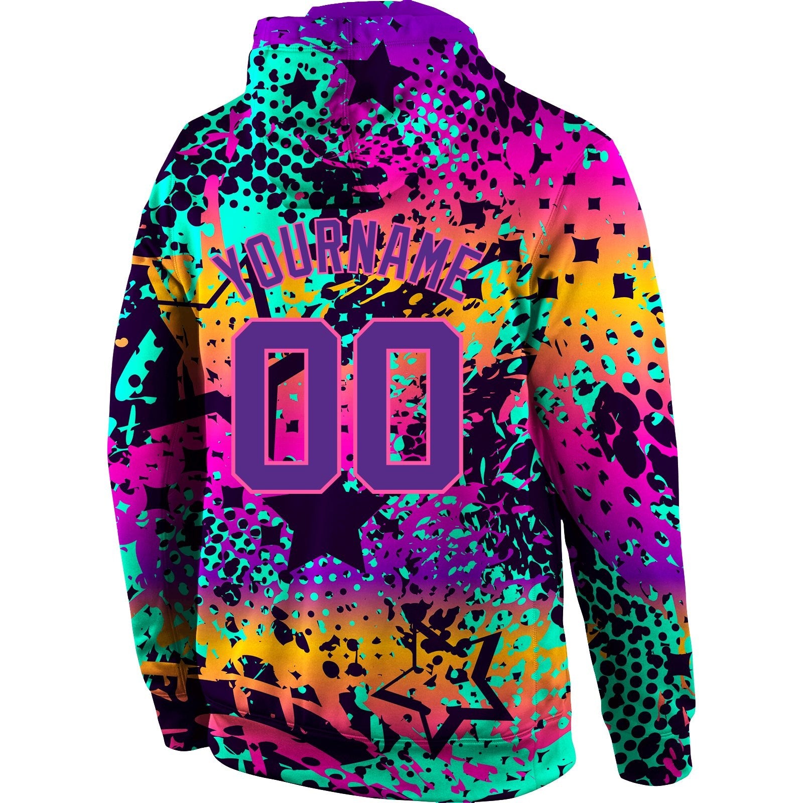 Custom Stitched Graffiti Pattern Purple-Pink 3D Sports Pullover Sweatshirt Hoodie photo 3