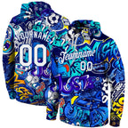 Custom Stitched Graffiti Pattern White-Royal 3D Sports Pullover Sweatshirt Hoodie photo 1