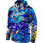 Custom Stitched Graffiti Pattern White-Royal 3D Sports Pullover Sweatshirt Hoodie photo 3