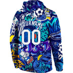 Custom Stitched Graffiti Pattern White-Royal 3D Sports Pullover Sweatshirt Hoodie photo 4