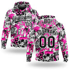 Custom Stitched Graffiti Pattern White-Black 3D Sports Pullover Sweatshirt Hoodie