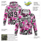Custom Stitched Graffiti Pattern White-Black 3D Sports Pullover Sweatshirt Hoodie photo 2
