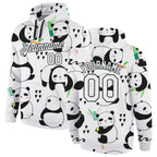 Custom Stitched Graffiti Pattern White-Black 3D Panda Sports Pullover Sweatshirt Hoodie