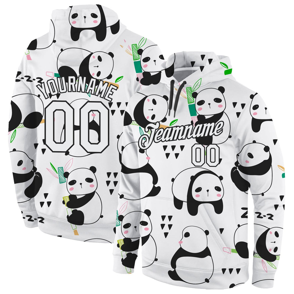 Custom Stitched Graffiti Pattern White-Black 3D Panda Sports Pullover Sweatshirt Hoodie photo 1