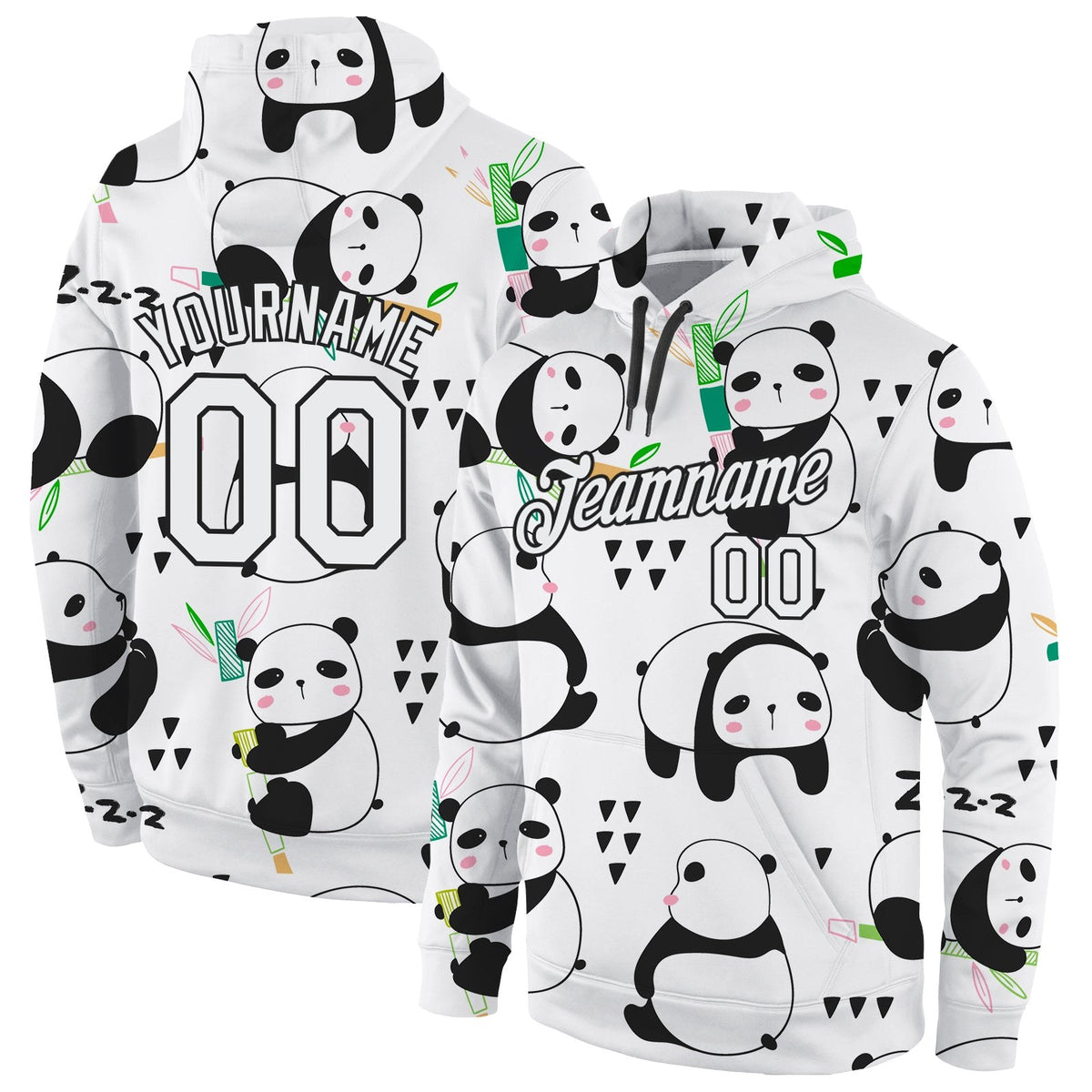 Custom Stitched Graffiti Pattern White-Black 3D Panda Sports Pullover Sweatshirt Hoodie photo 1