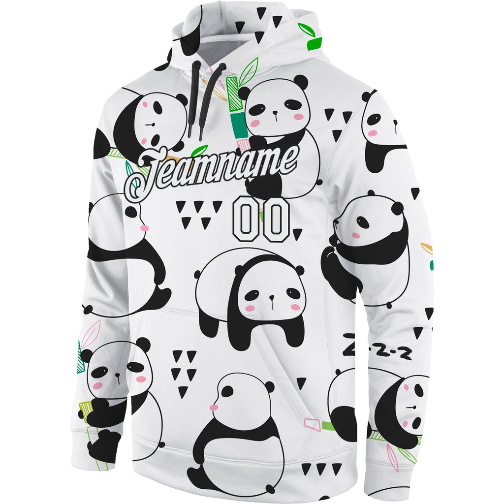 Custom Stitched Graffiti Pattern White-Black 3D Panda Sports Pullover Sweatshirt Hoodie photo 2