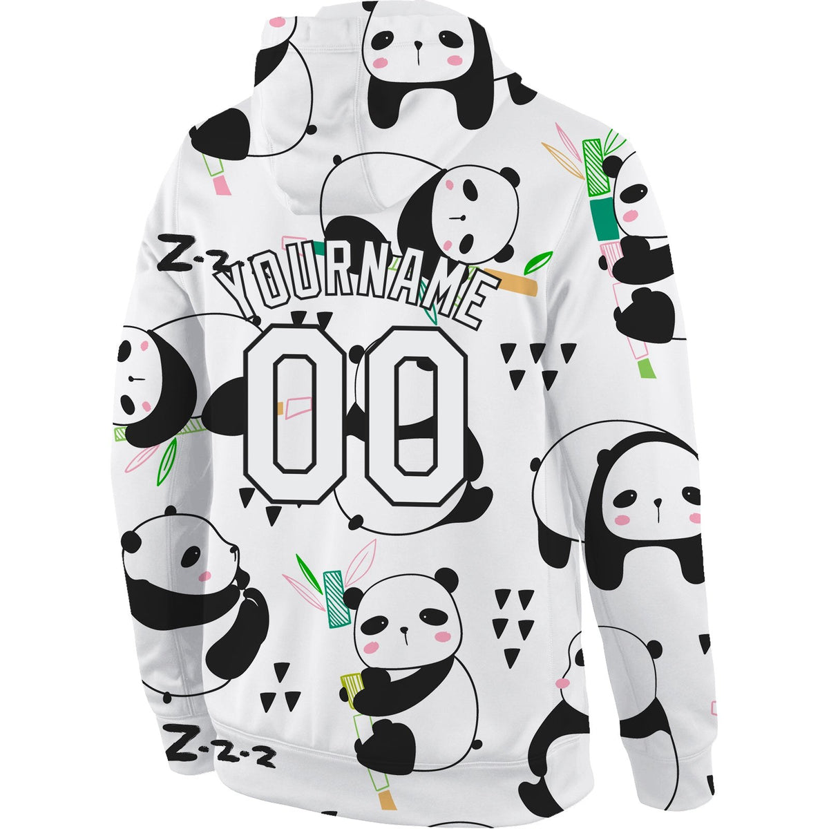 Custom Stitched Graffiti Pattern White-Black 3D Panda Sports Pullover Sweatshirt Hoodie photo 3