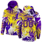 Custom Stitched Graffiti Pattern Purple-Gold 3D Sports Pullover Sweatshirt Hoodie