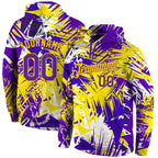 Custom Stitched Graffiti Pattern Purple-Gold 3D Sports Pullover Sweatshirt Hoodie photo 1