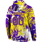 Custom Stitched Graffiti Pattern Purple-Gold 3D Sports Pullover Sweatshirt Hoodie photo 3