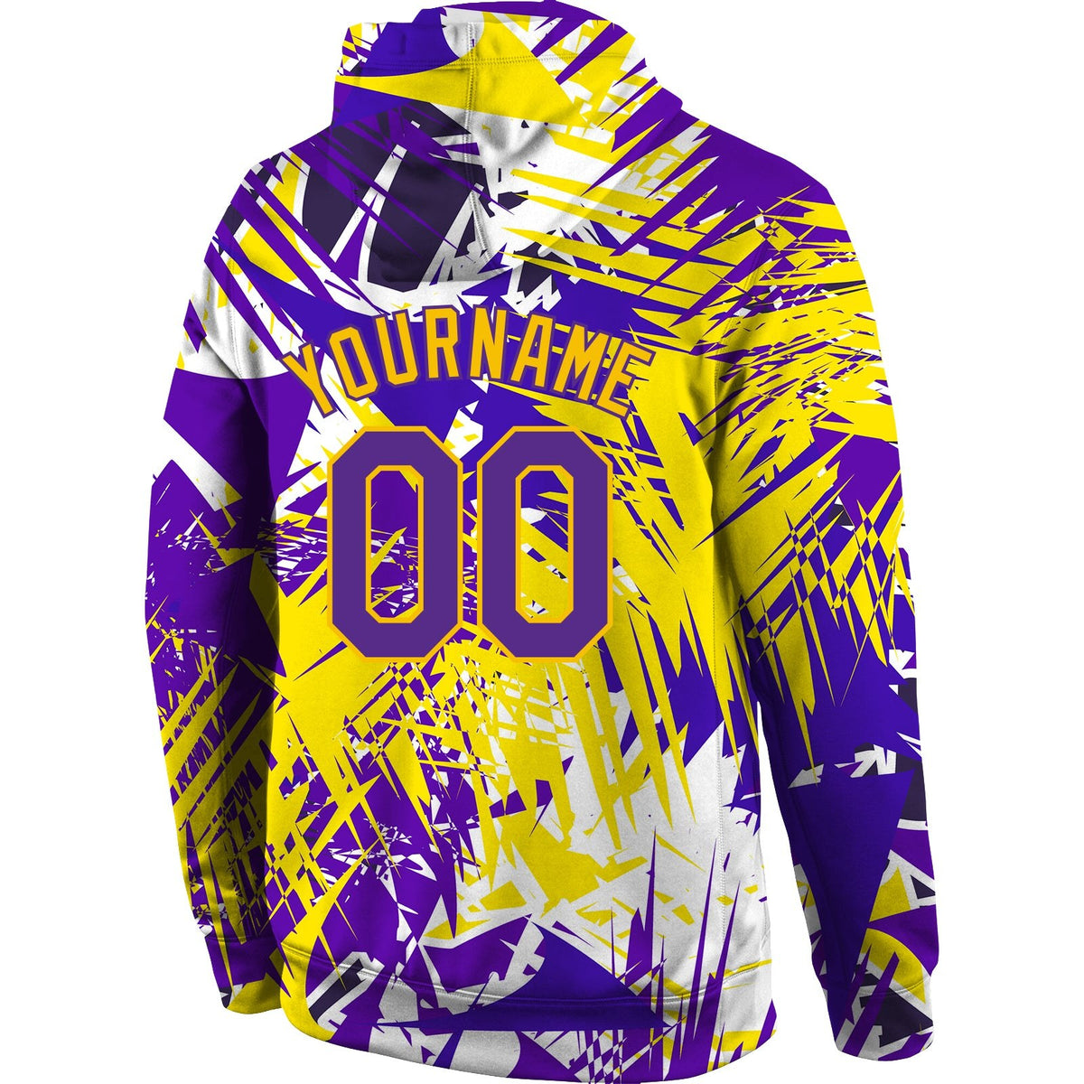 Custom Stitched Graffiti Pattern Purple-Gold 3D Sports Pullover Sweatshirt Hoodie photo 3