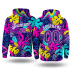 Custom Stitched Graffiti Pattern Purple-White 3D Sports Pullover Sweatshirt Hoodie