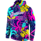 Custom Stitched Graffiti Pattern Purple-White 3D Sports Pullover Sweatshirt Hoodie photo 2